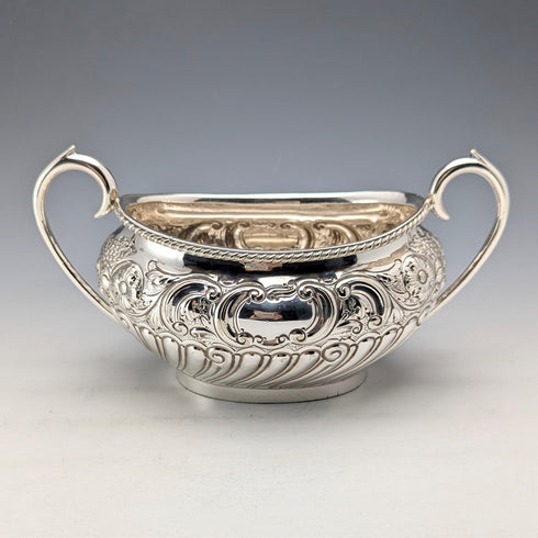 Circa 1890 British antique silver plate tea set, 3 piece set, W&G Sissons